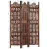 Hand carved 3-Panel Room Divider Brown 47.2"x65" Solid Mango Wood