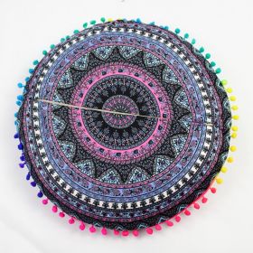 Flower Round Seat Cover Furniture Cushion Case (Option: Blue Pink Totem-43cm Diameter Pillowcase)