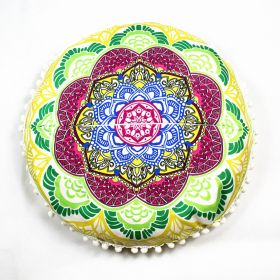 Flower Round Seat Cover Furniture Cushion Case (Option: Yellow Green Flowers-43cm Diameter Pillowcase)