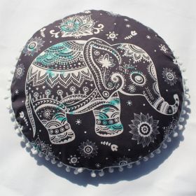 Flower Round Seat Cover Furniture Cushion Case (Option: Gray Elephant-43cm Diameter Pillowcase)