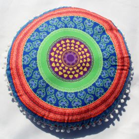 Flower Round Seat Cover Furniture Cushion Case (Option: Blue Bohemian-43cm Diameter Pillowcase)