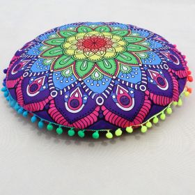 Flower Round Seat Cover Furniture Cushion Case (Option: Purple New Flowers-43cm Diameter Pillowcase)