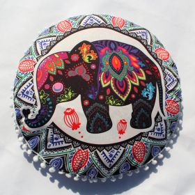 Flower Round Seat Cover Furniture Cushion Case (Option: Black, Colors Elephant-43cm Diameter Pillowcase)