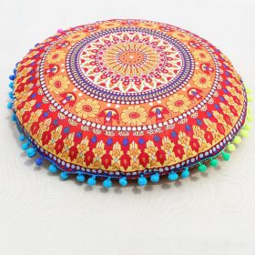 Flower Round Seat Cover Furniture Cushion Case (Option: F2 Orange Small Flower-43cm Diameter Pillowcase)