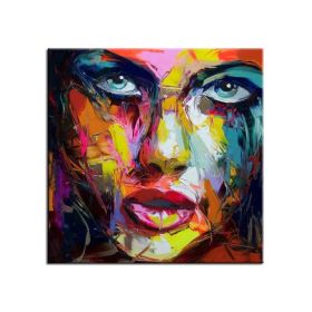 100% Hand Painted Large Home Decor Francoise Nielly Face Oil Painting Wall Art Picture Portrait Palette Knife Canvas Acrylic Texture Colourful No Fram (size: 100x100cm)