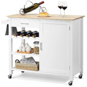 Rolling Storage Cabinet Kitchen Cart For Home And Bar Commercial Usage (Type: Kitchen Cart, Color: White)