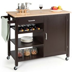 Rolling Storage Cabinet Kitchen Cart For Home And Bar Commercial Usage (Type: Kitchen Cart, Color: Brown)