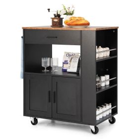 Rolling Storage Cabinet Kitchen Cart For Home And Bar Commercial Usage (Type: Kitchen Cart, Color: Black)