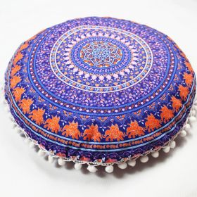 Flower Round Seat Cover Furniture Cushion Case (Option: Purple Totem-43cm Diameter Pillowcase)