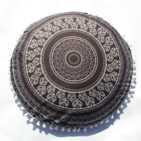 Flower Round Seat Cover Furniture Cushion Case (Option: Black Ethnic Style-43cm Diameter Pillowcase)