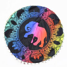 Flower Round Seat Cover Furniture Cushion Case (Option: Colorful Baby Elephant-43cm Diameter Pillowcase)